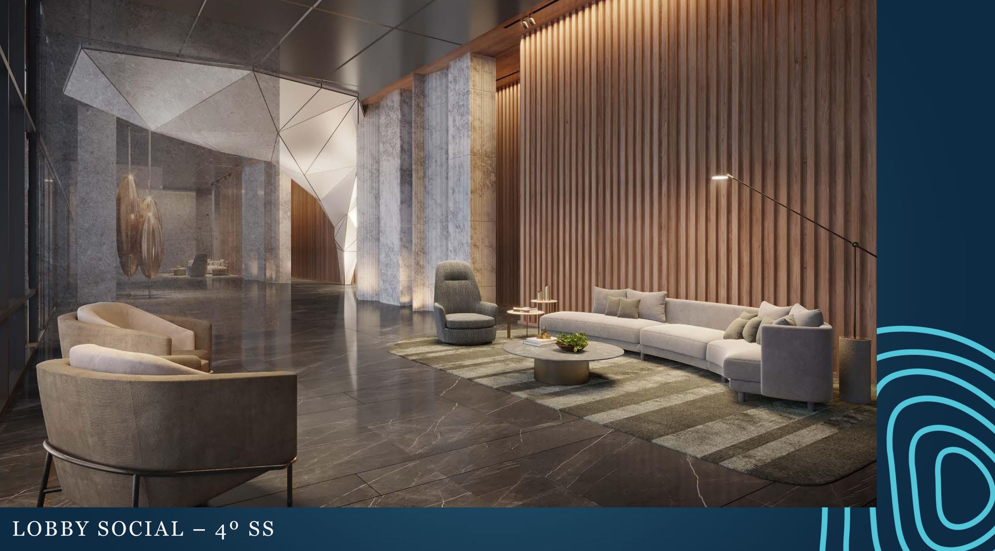 Lobby do PG Residences com interiores assinados pelo HBA Miami